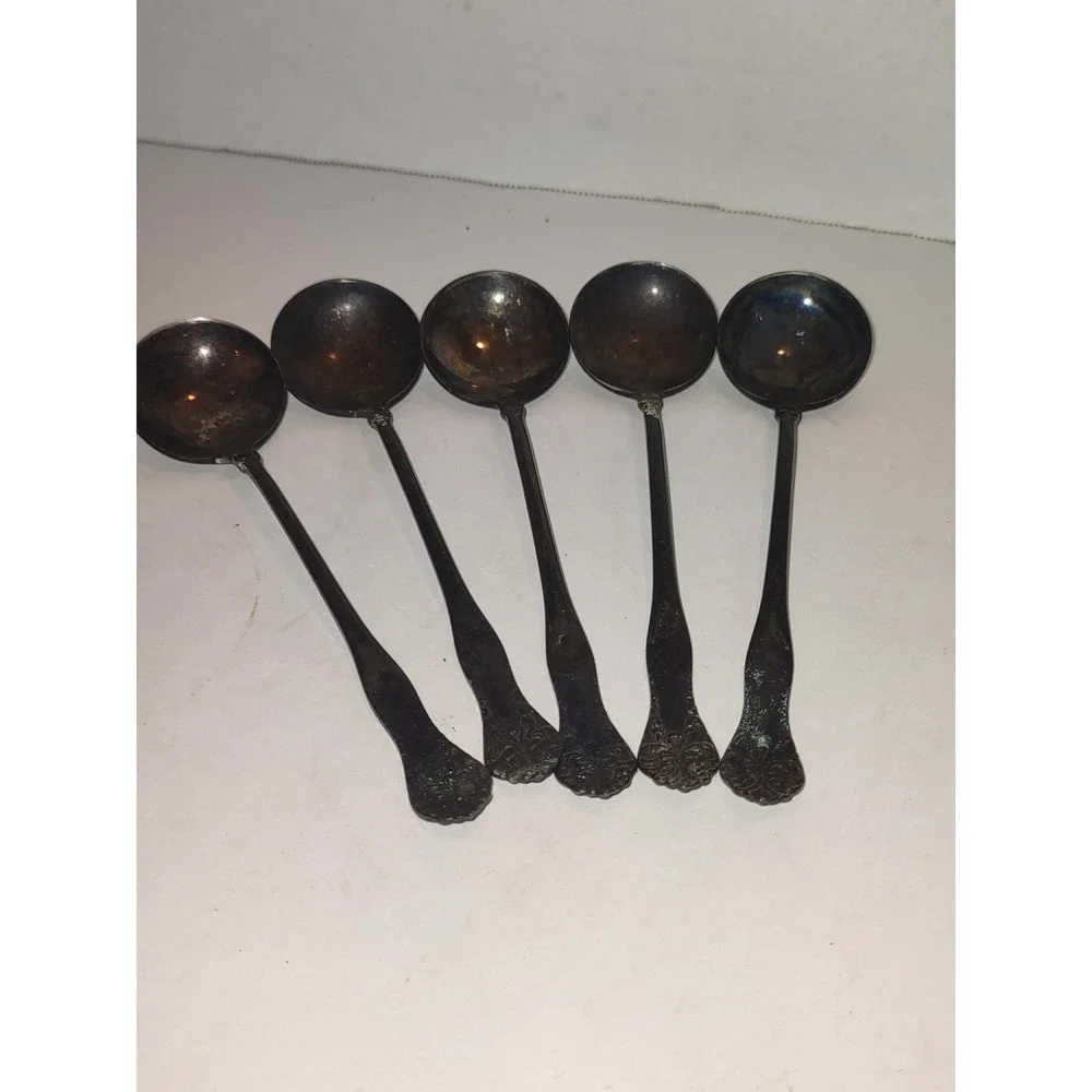Antique W.R. Victorian Silverplate Salt Spoons Set of 5 William Rogers Jan 27 99